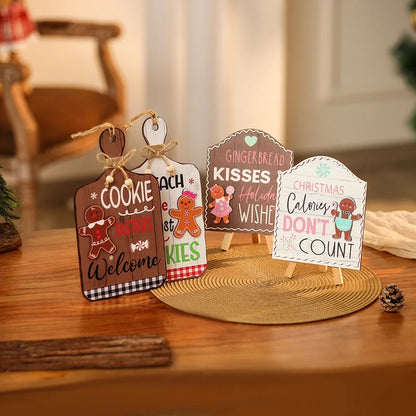 Christmas Cartoon Style Cute Pastoral Gingerbread Letter Wood Festival Hanging Ornaments Ornaments Decorative Props
