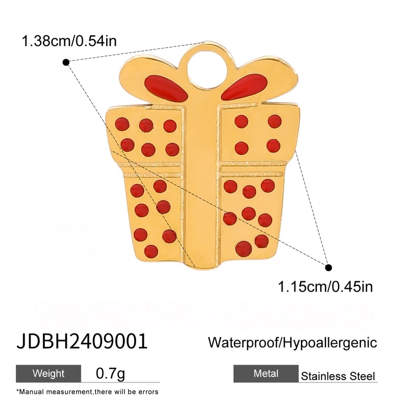 3 PCS/Package 304 Stainless Steel 18K Gold Plated Santa Claus Christmas Socks Snowman Pendant Jewelry Accessories