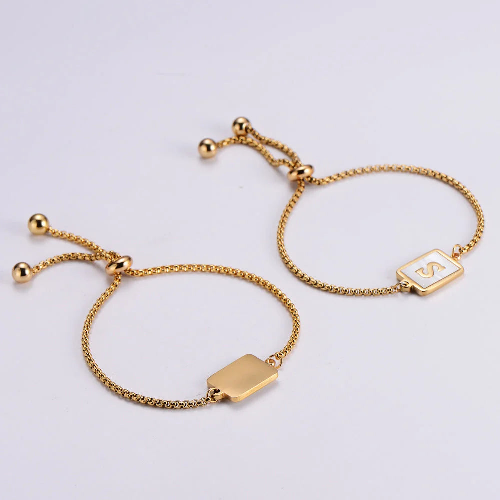 Women Minimalist Letter Number Text Letter Titanium Steel Electroplating Bracelets