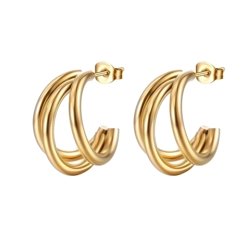 1 Pair Fashion Solid Color Plating 201 Stainless Steel 18K Gold Plated Earrings