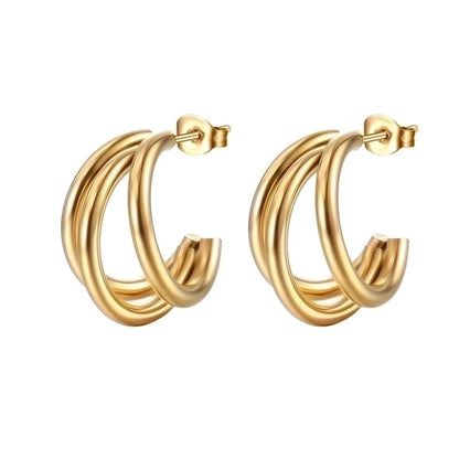 1 Pair Fashion Solid Color Plating 201 Stainless Steel 18K Gold Plated Earrings