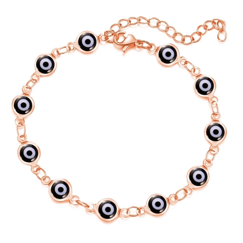 Retro Devil's Eye Copper Plating Unisex Bracelets Anklet Necklace