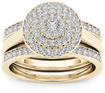 Fashion Flower Alloy Plating Artificial Gemstones Women\'S Ring Sets