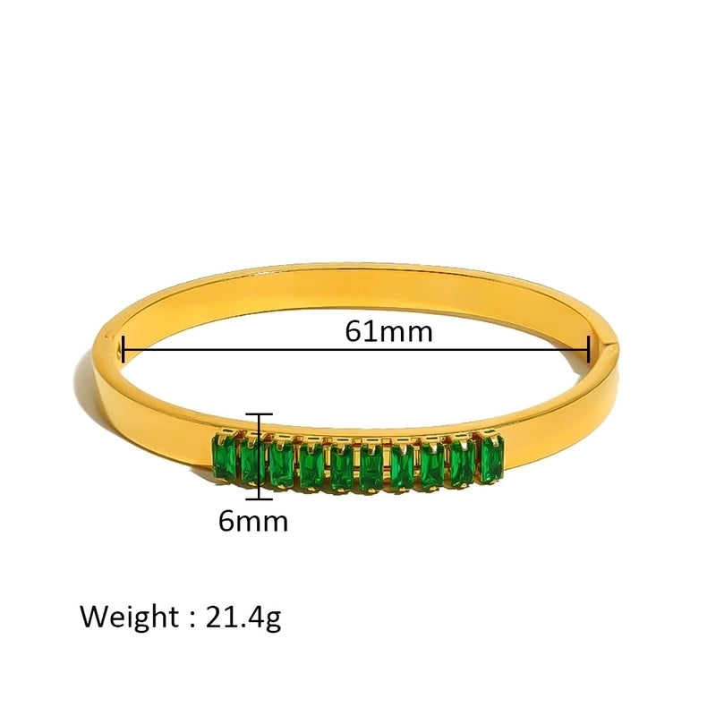 Minimalist Shiny Solid Color 316L Stainless Steel 18K Gold Plated Zircon Bangle In Bulk