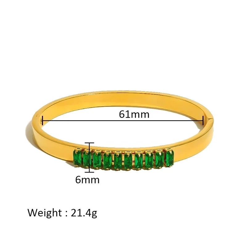 Minimalist Shiny Solid Color 316L Stainless Steel 18K Gold Plated Zircon Bangle In Bulk