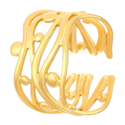 Minimalist Classic Style Geometric 304 Stainless Steel 18K Gold Plated Open Rings