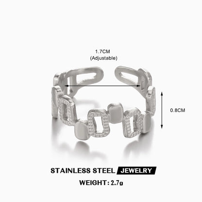 Vintage Style Square 304 Stainless Steel 18K Gold Plated Plating Stainless Steel Rings