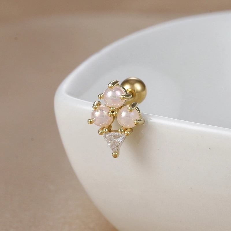 1 Piece Ear Cartilage Rings & Studs IG Style Ice Cream Heart Shape Candy 304 Stainless Steel Inlay Zircon 18K Gold Plated Ear Cartilage Rings & Studs