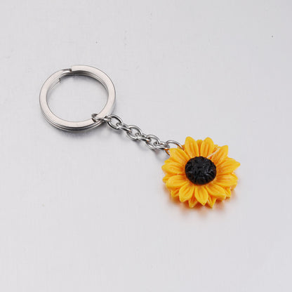 Mirror Stainless Steel Pendant Keychain Sunflower Pendant Pendant Diy Accessories