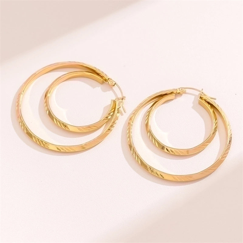 1 Pair Retro Minimalist Round Plating Stainless Steel 18k Gold Plated Hoop Earrings