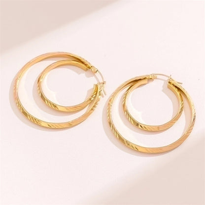 1 Pair Retro Minimalist Round Plating Stainless Steel 18k Gold Plated Hoop Earrings