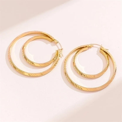 1 Pair Retro Minimalist Round Plating Stainless Steel 18k Gold Plated Hoop Earrings