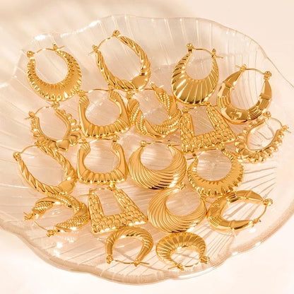 1 Pair Casual Modern Style Classic Style U Shape Geometric 304 Stainless Steel Titanium Steel 18K Gold Plated Earrings