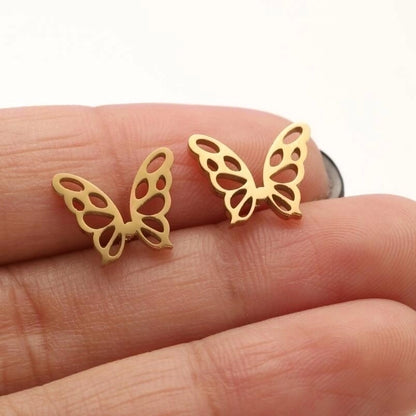 1 Pair Casual Minimalist Butterfly Umbrella Snowflake Asymmetrical Plating Hollow Out 304 Stainless Steel 18K Gold Plated Ear Studs