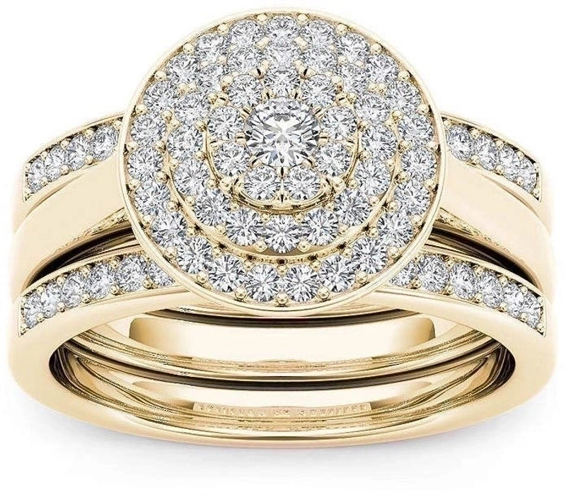 Fashion Flower Alloy Plating Artificial Gemstones Women\'S Ring Sets