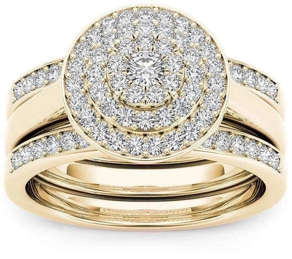 Fashion Flower Alloy Plating Artificial Gemstones Women\'S Ring Sets