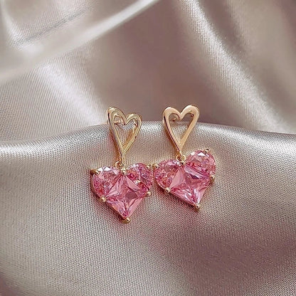 Sweet Square Heart Shape Bow Knot Imitation Pearl Alloy Rhinestone Inlay Opal Women\'s Earrings 1 Pair