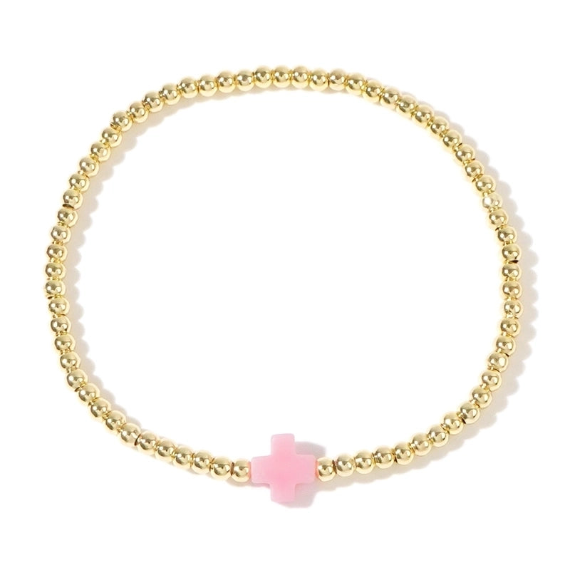 Arylic Copper Beaded Cross Bracelets