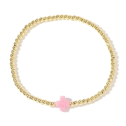 Arylic Copper Beaded Cross Bracelets