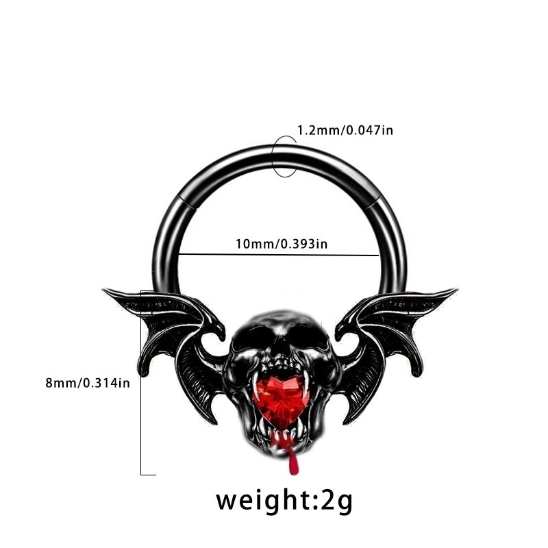 1 Piece Belly Rings Hip-Hop Funny Bat 316 Stainless Steel Alloy Inlay Rhinestones