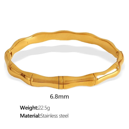 Casual French Style IG Style Solid Color 304 Stainless Steel 18K Gold Plated Bangle In Bulk
