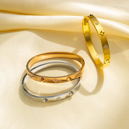 Ellipse Stainless Steel 18K Gold Plated Bangles