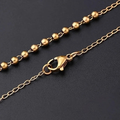 IG Style Casual Classical Cross Round Beads Virgin Mary 304 Stainless Steel Rhinestones 18K Gold Plated Handmade Plating Inlay Necklace