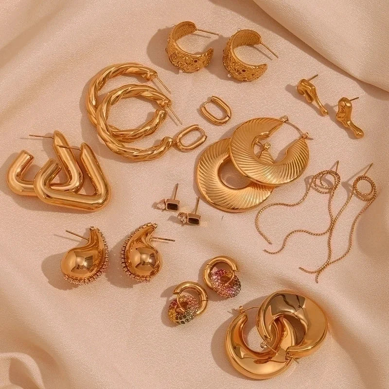 1 Pair Minimalist Classic Style Solid Color Plating 304 Stainless Steel Rhinestones 18K Gold Plated Ear Studs