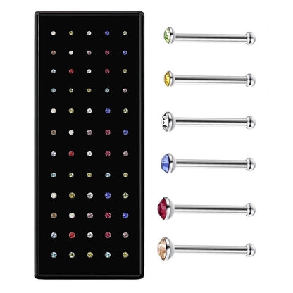 Fashion Geometric Stainless Steel Inlay Rhinestones Nose Studs 1 Set