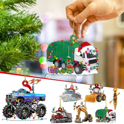Christmas Tree Decoration Truck Steamboat Excavator Fire Truck Jeep Hanging Pendant Christmas Party Gift
