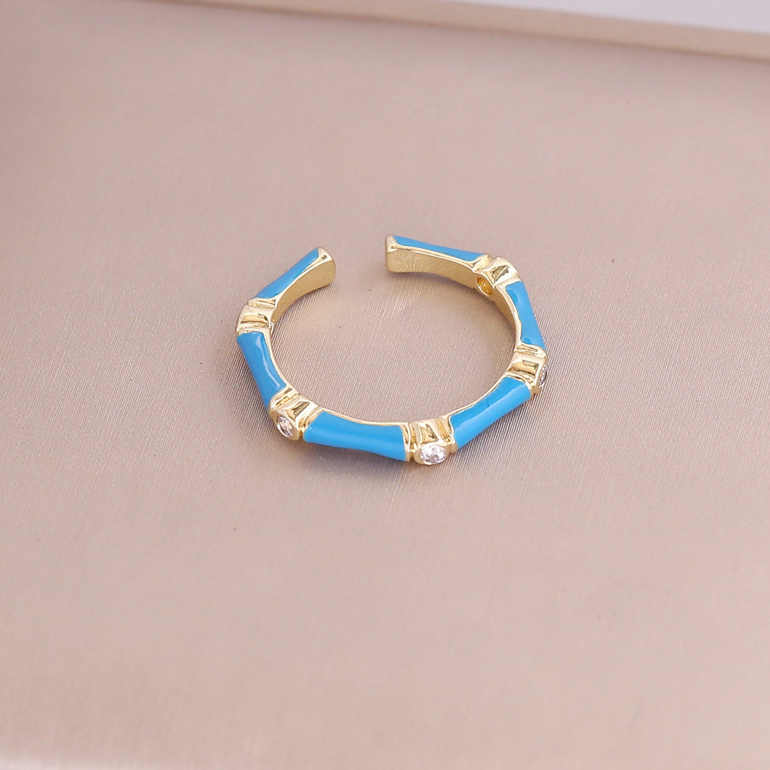 Women Retro Metal Vintage Geometric Copper Oil Dripping Rings