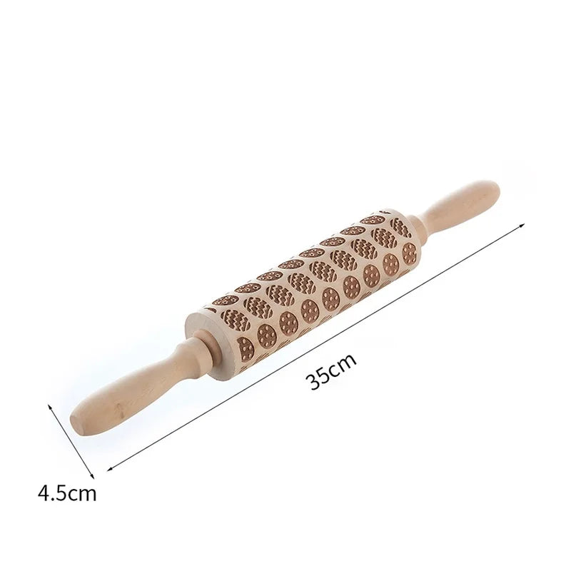 Christmas Cute Christmas Tree Snowflake Elk Wood Rolling Pin 1 Piece