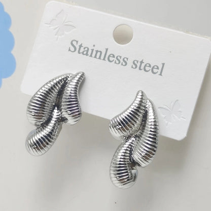 1 Pair Elegant Paisley Water Droplets 304 Stainless Steel 18K Gold Plated Ear Studs