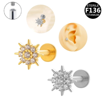 1 Piece Lip Rings Minimalist Snowflake Pure Titanium Plating Inlay Zircon White Gold Plated Silver Plated Lip Rings Ear Cartilage Rings & Studs