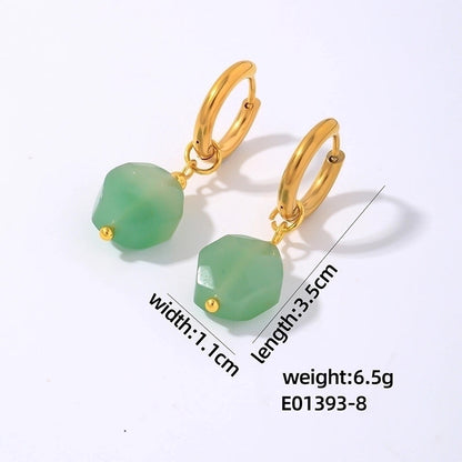 1 Pair Lady Minimalist Commute Geometric 304 Stainless Steel Natural Stone Drop Earrings