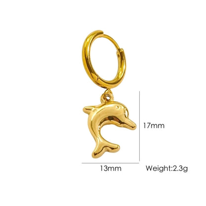 3 Pieces Beach Tortoise Starfish Shell Plating 304 Stainless Steel 14K Gold Plated Earrings