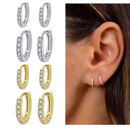 1 Piece Basic Modern Style Classic Style Geometric Plating Inlay Copper Zircon 18K Gold Plated Hoop Earrings
