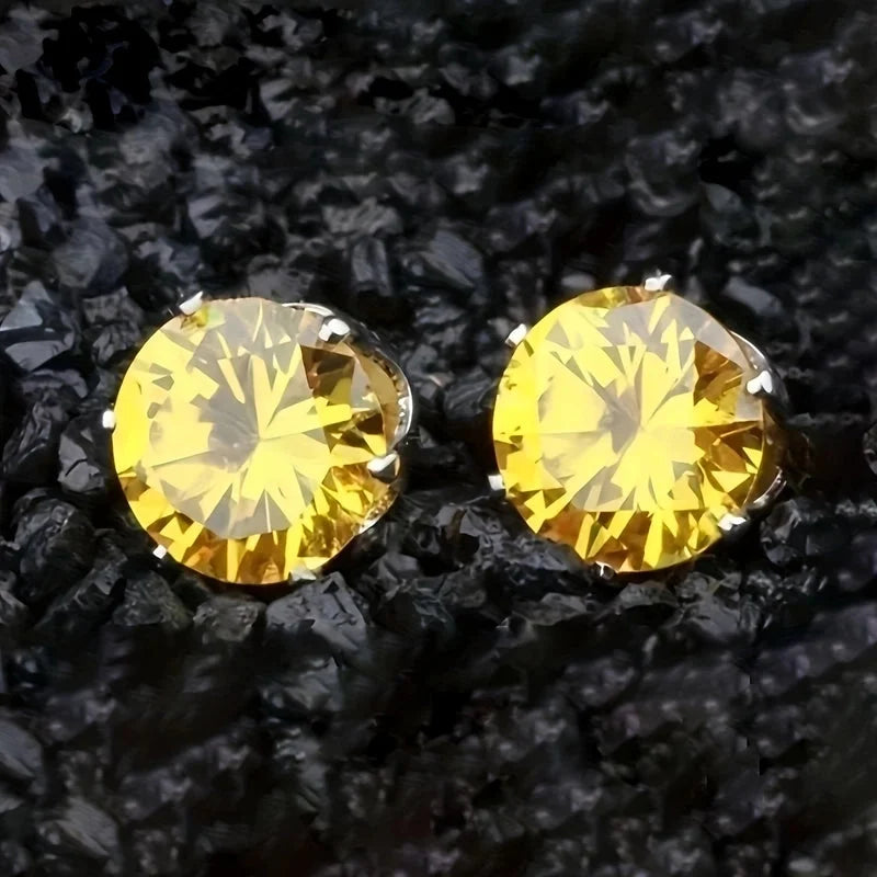 1 Pair Minimalist Round Inlay 304 Stainless Steel Zircon Stainless Steel Earrings