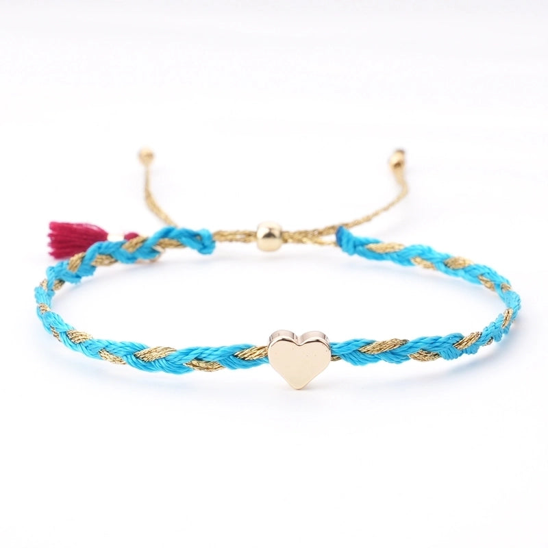 Cotton Rope Copper Minimalist Classic Style Commute Heart Shape Drawstring Bracelets