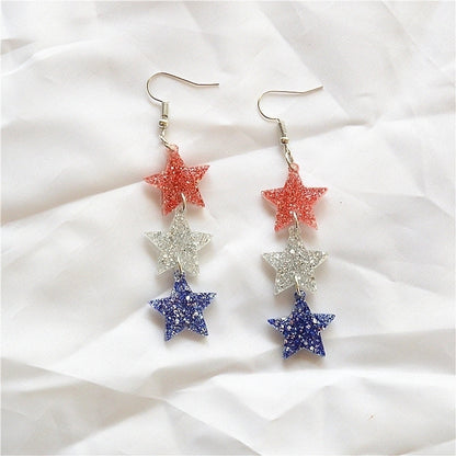 1 Pair Retro Color Block Plating Arylic Iron Aluminum Silver Plated Drop Earrings