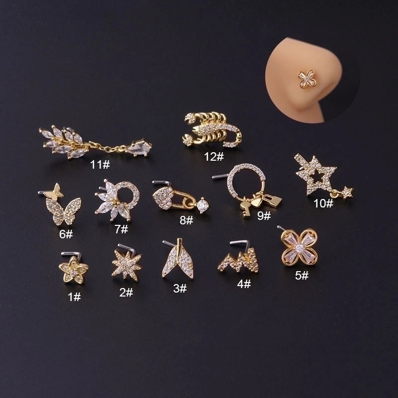 Nose Rings & Studs Fashion Geometric 316L Stainless Steel Copper Plating