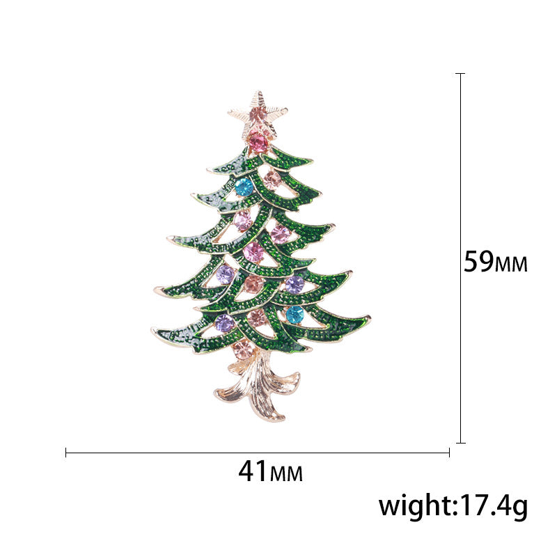 Fashion Pin Christmas Tree Alloy Inlay Rhinestones Women'S Brooches