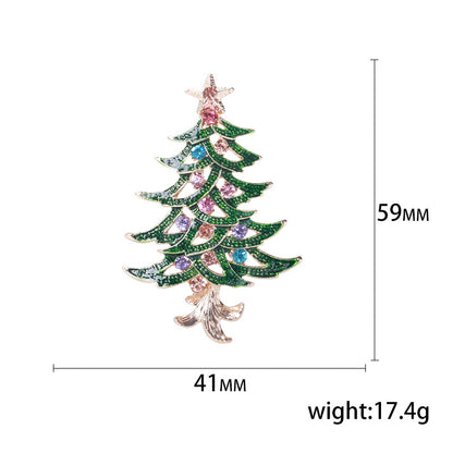 Fashion Pin Christmas Tree Alloy Inlay Rhinestones Women'S Brooches