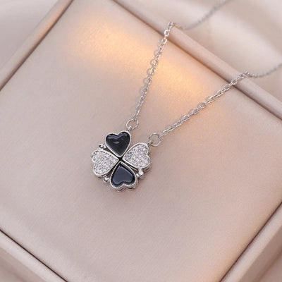 Minimalist Heart Shape Titanium Steel Inlay Rhinestones Women\'s Pendant Necklace