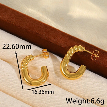 1 Pair Basic Minimalist C Shape Irregular Geometric Plating 304 Stainless Steel 18K Gold Plated Earrings