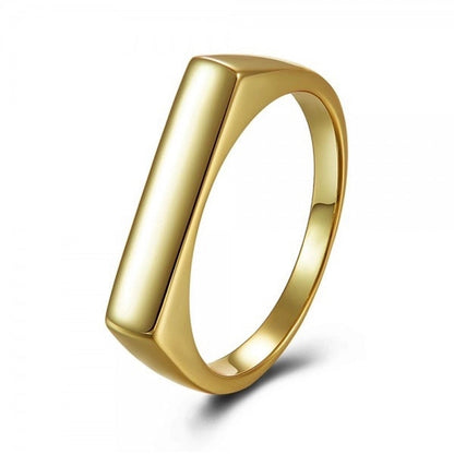 Simple Atmosphere Golden Flat Index Finger Copper Plated 18k Gold Ring