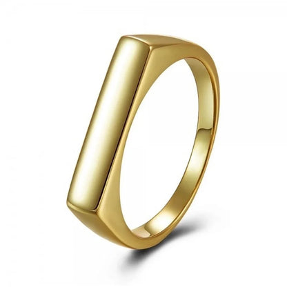 Simple Atmosphere Golden Flat Index Finger Copper Plated 18k Gold Ring