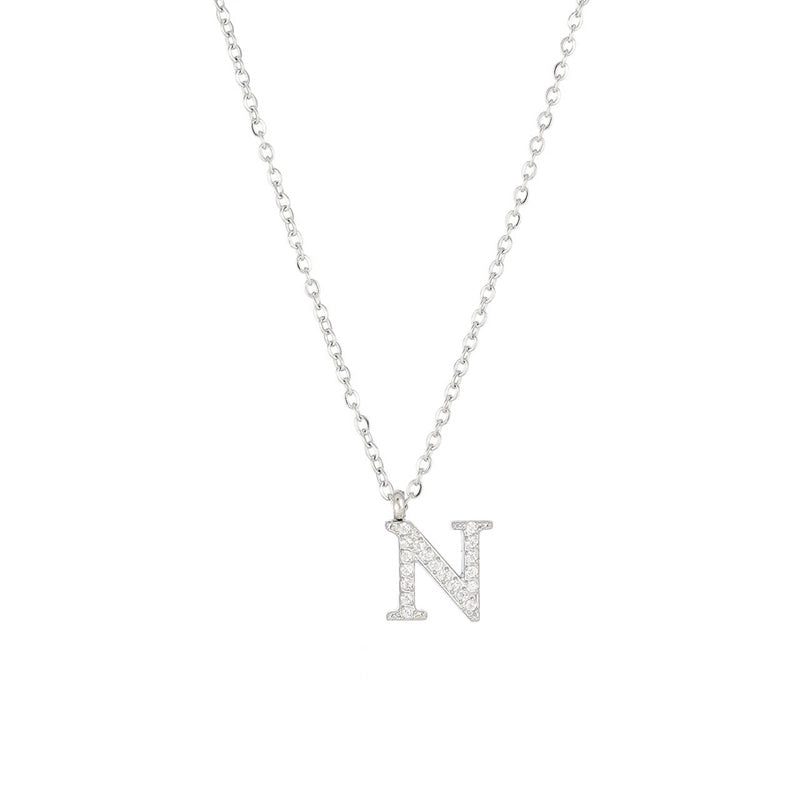 Minimalist Letter 304 Stainless Steel Zircon 16K Gold Plated White Gold Plated Plating Inlay Pendant Necklace