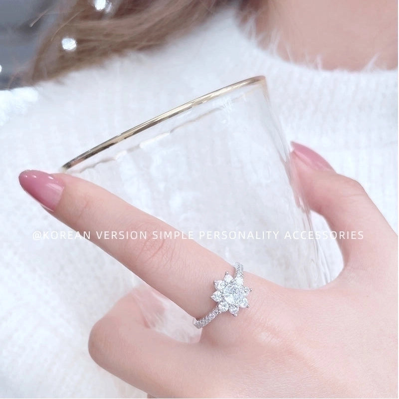 Minimalist Geometric Copper Plating Inlay Artificial Gemstones Rings