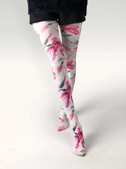 Thin Printed Pantyhose Spring And Autumn Versatile Butterfly Wild Abstract Retro Stockings Women's Socks Anti-snagging